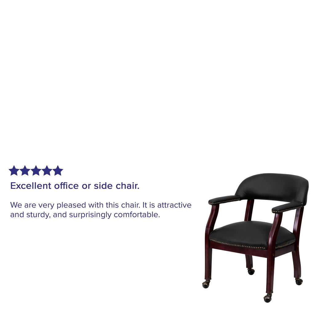 Black LeatherSoft Conference Chair with Casters U418