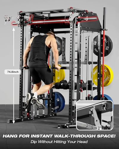 Smith Machine Power Cage with Dual Pulley System and Leg Press Attachment X37038