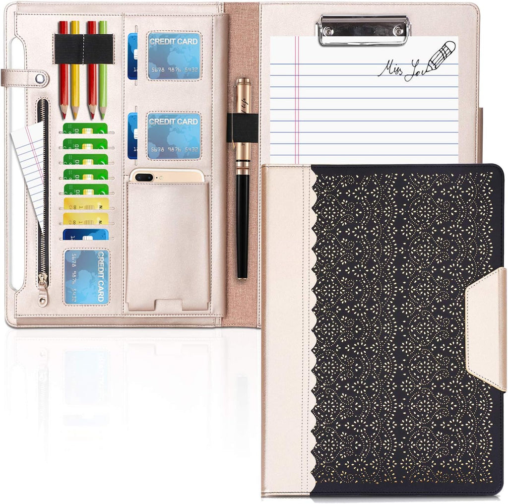 Rose Gold Portfolio Case with Clipboard and Document Sleeve K717