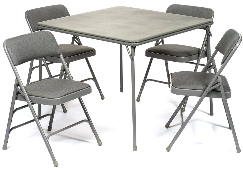 Folding Card Table and Fabric Padded Chair Set, Gray T4232