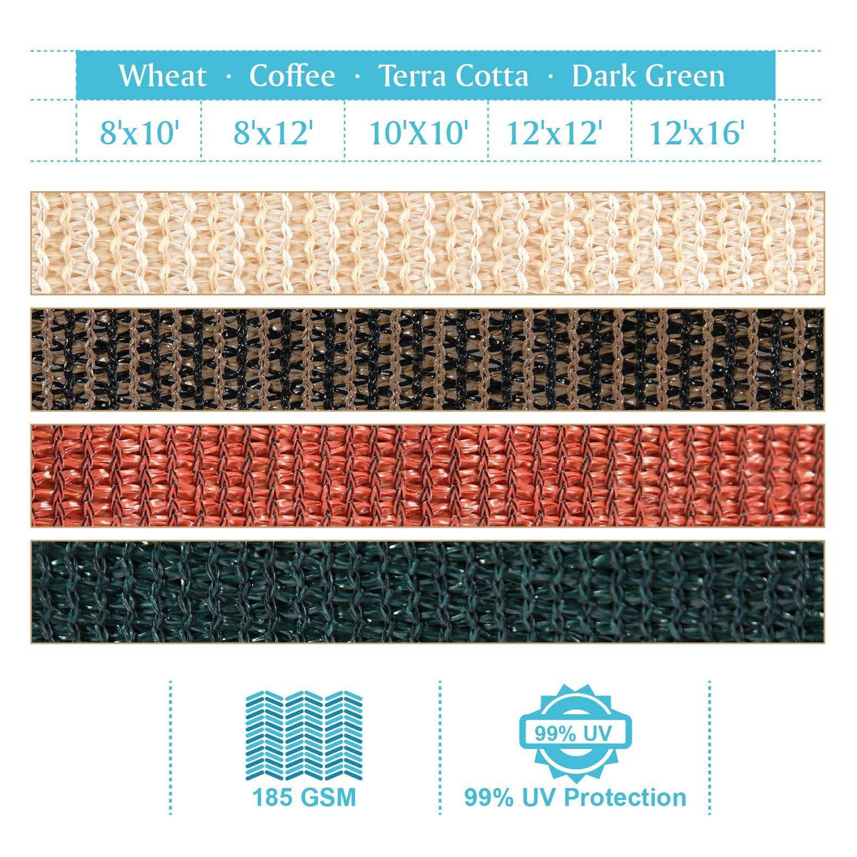 Wheat Rectangle Sun Shade Sail Patio Canopy I56859