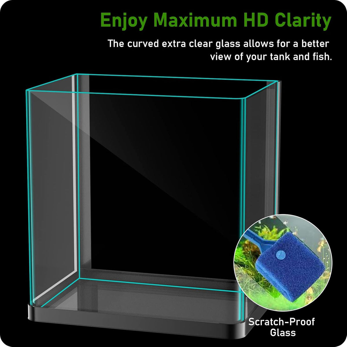 2 Gallon Glass Fish Tank with Filter Light H316186