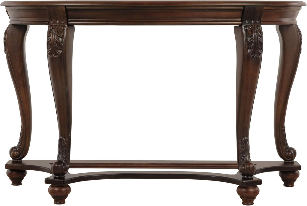 Dark Brown Glass Top Semi-Circle Sofa Table R19204