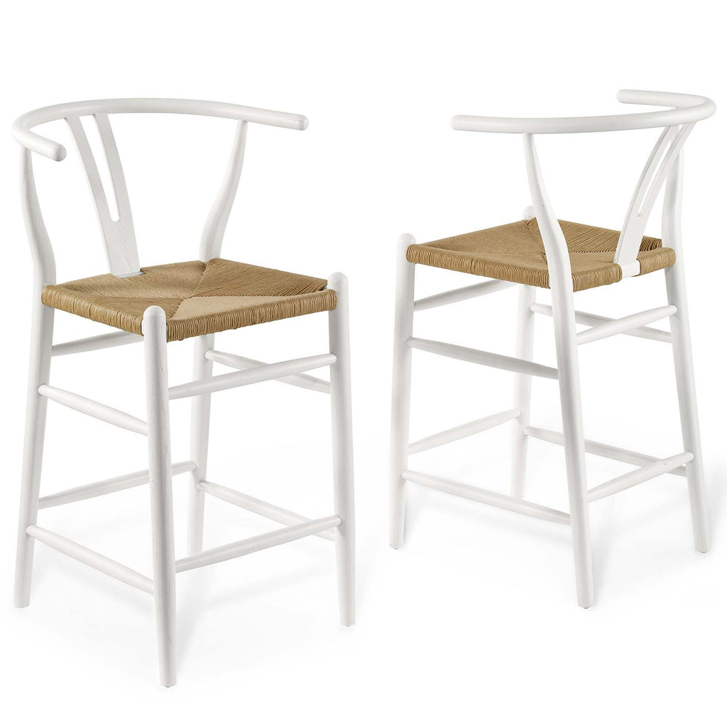 White Wood Counter Stool Set of 2 H157939