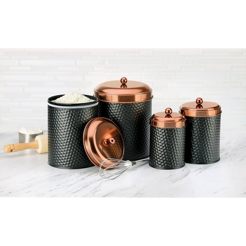 Copper Metal Canister Set of 4 E777942