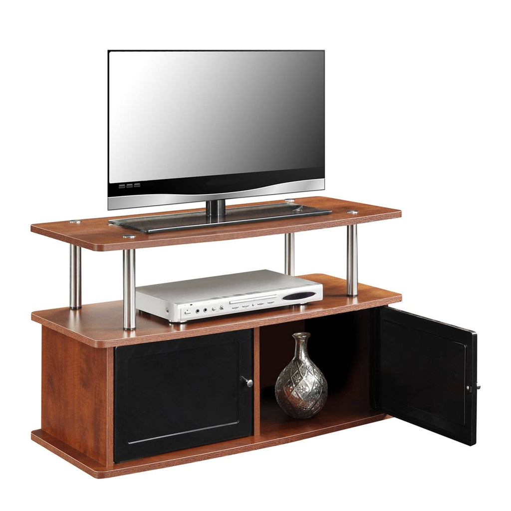 Gray TV Stand with 2 Storage Cabinets and Shelf D745397