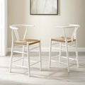 White Wood Counter Stool Set of 2 H157939