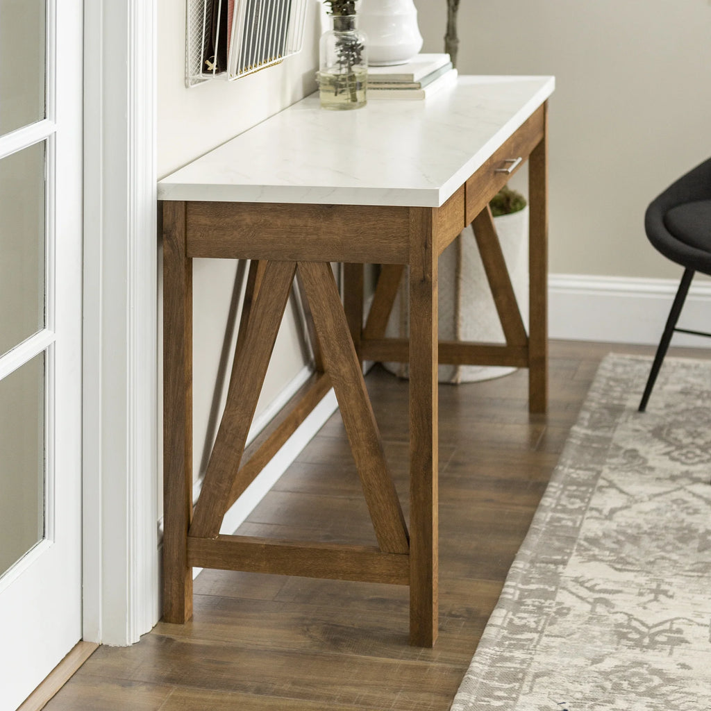 Rustic Farmhouse Computer Writing Desk with Drawer U955