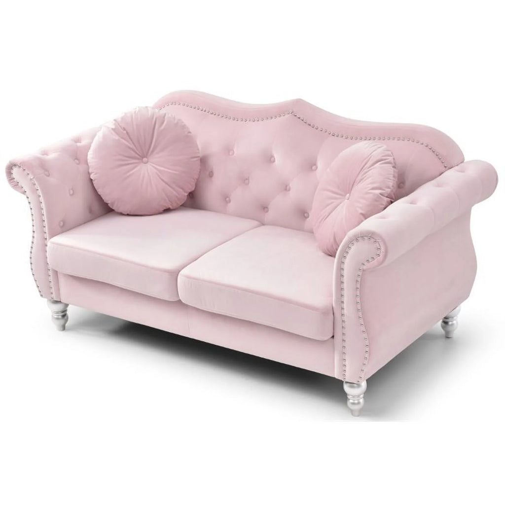 Pink 2-Piece Furniture Set with Sofa Chaise and Loveseat U817646