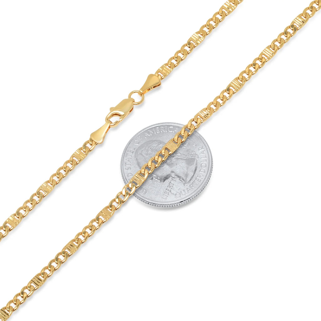 14k Yellow Gold Plated Cuban Link Chain Necklace, 24 inches E360632