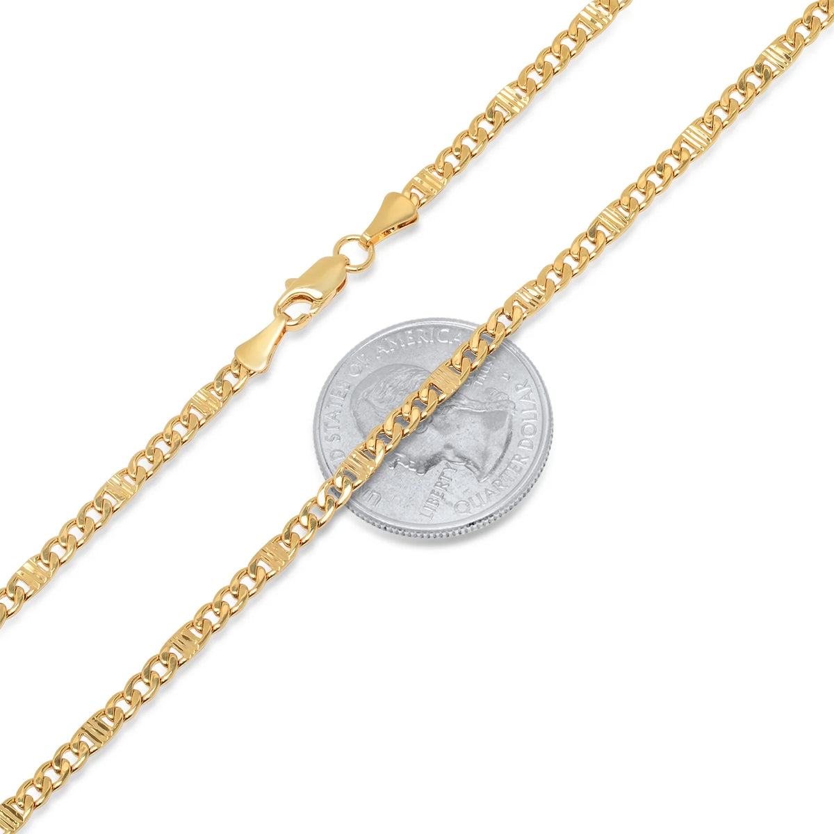 14k Yellow Gold Plated Cuban Link Chain Necklace, 24 inches E360632