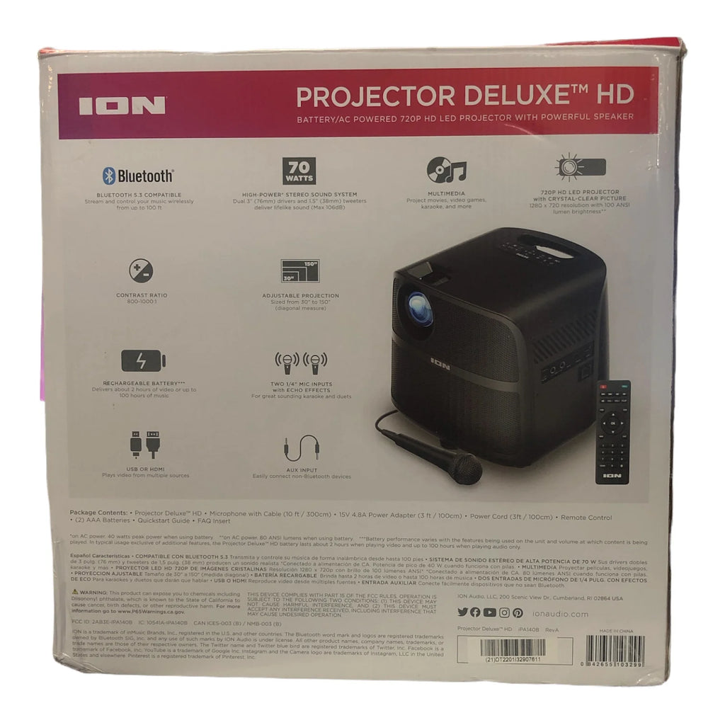 Refurbished ION Audio Projector Deluxe HD 720p LED Bluetooth-enabled H57601