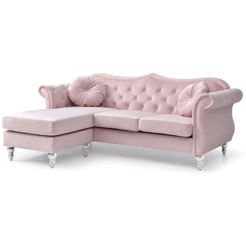 Pink 2-Piece Furniture Set with Sofa Chaise and Loveseat U817646
