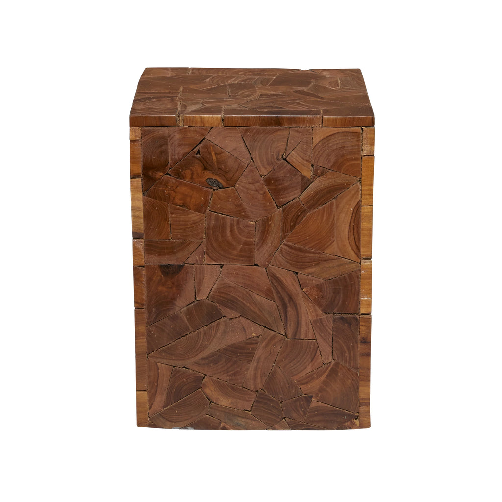 12" x 16" Brown Teak Wood Accent Table S41573