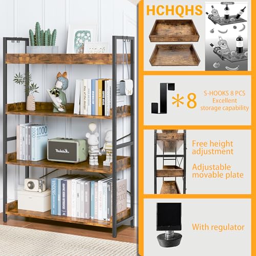 Adjustable 6 Tier Wood and Black Metal Bookcase T852