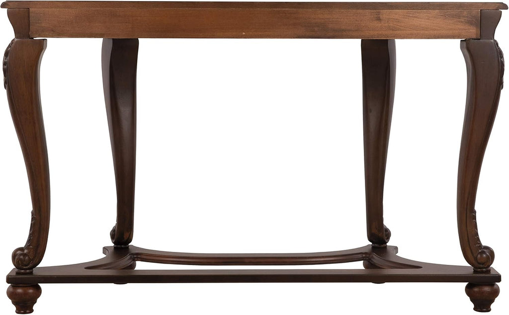 Dark Brown Glass Top Semi-Circle Sofa Table R19204