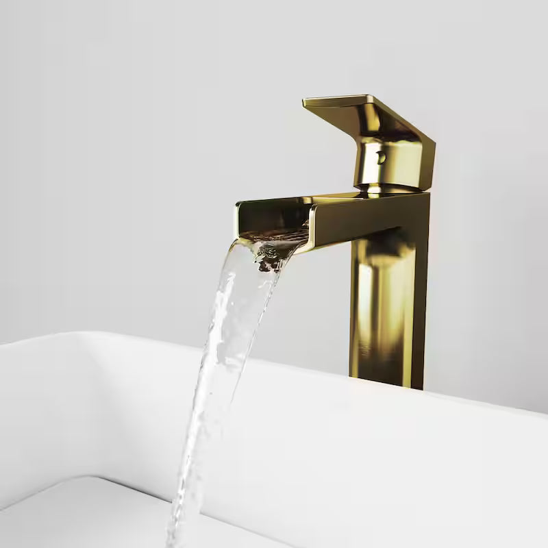 Single Handle Single-Hole Bathroom Vessel Faucet Matte Brushed Gold W453