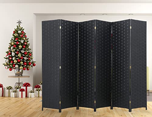 6 Panel Wood Mesh Woven Room Divider J766