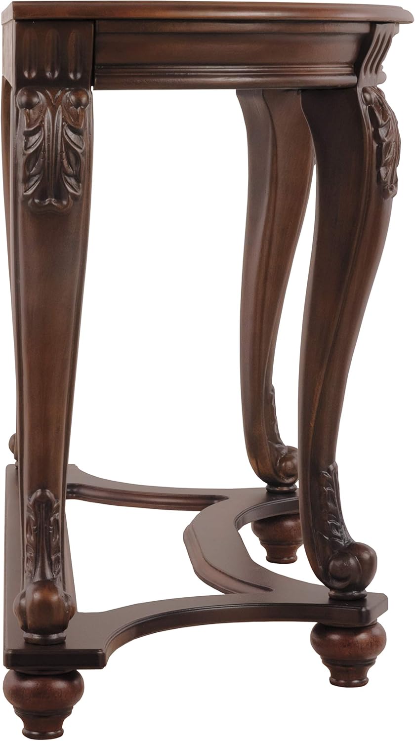 Dark Brown Glass Top Semi-Circle Sofa Table R19204