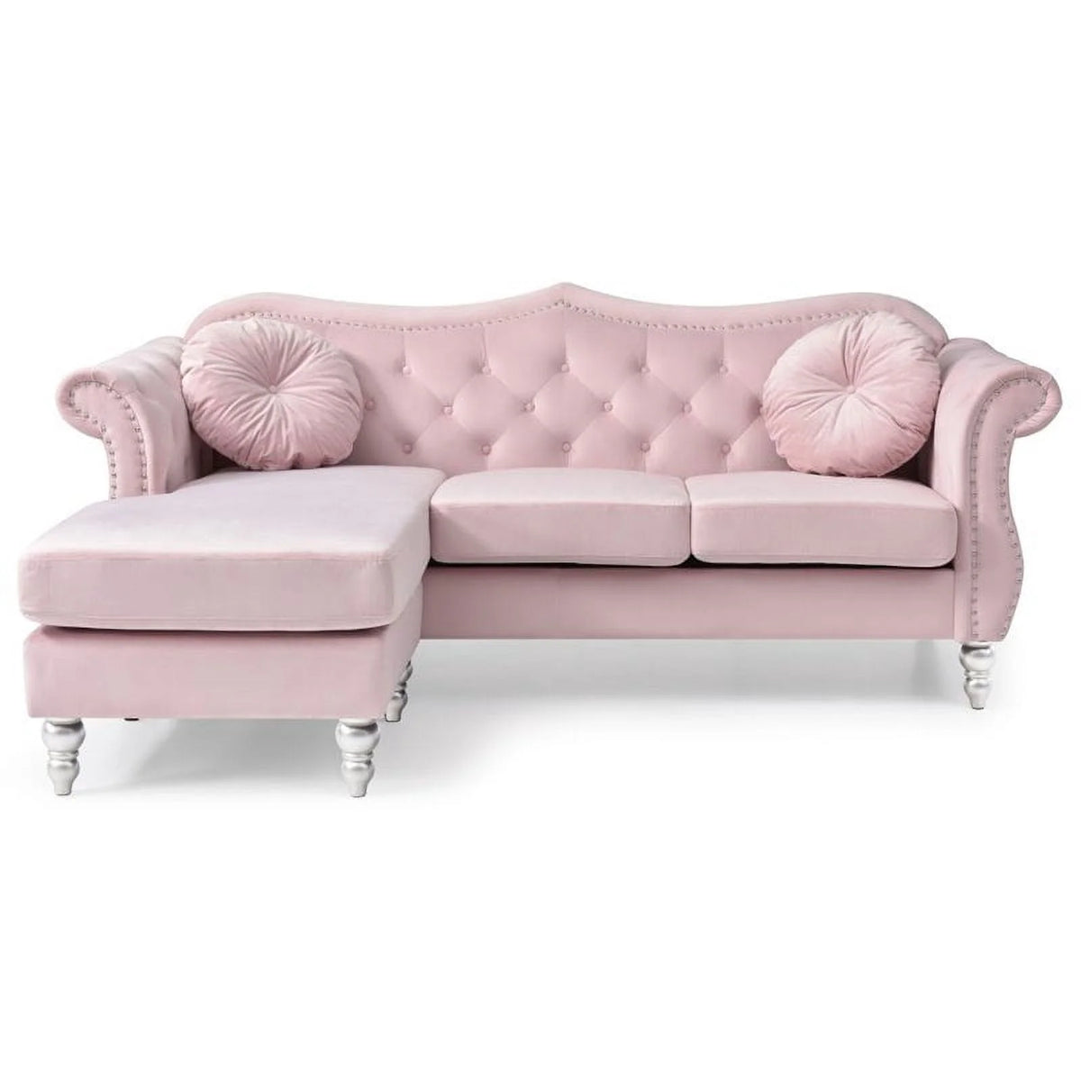 Pink 2-Piece Furniture Set with Sofa Chaise and Loveseat U817646