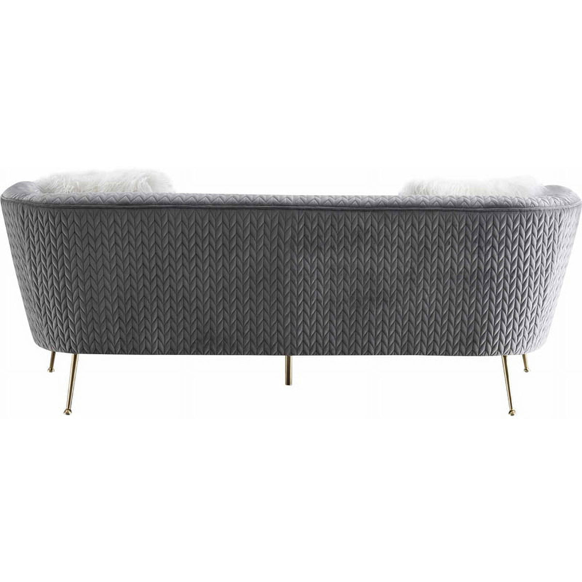 Grey Velvet Sofa with 2 Pillows D613