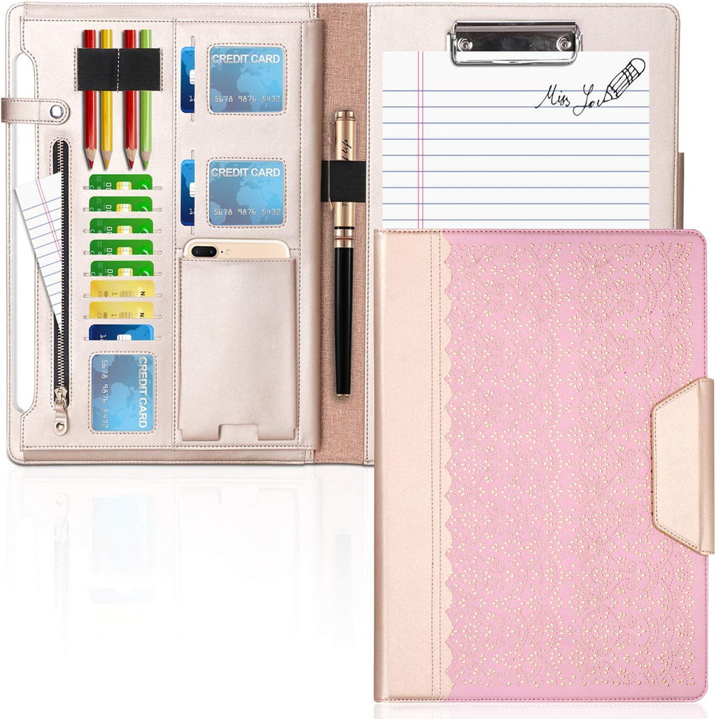 Rose Gold Portfolio Case with Clipboard and Document Sleeve K717