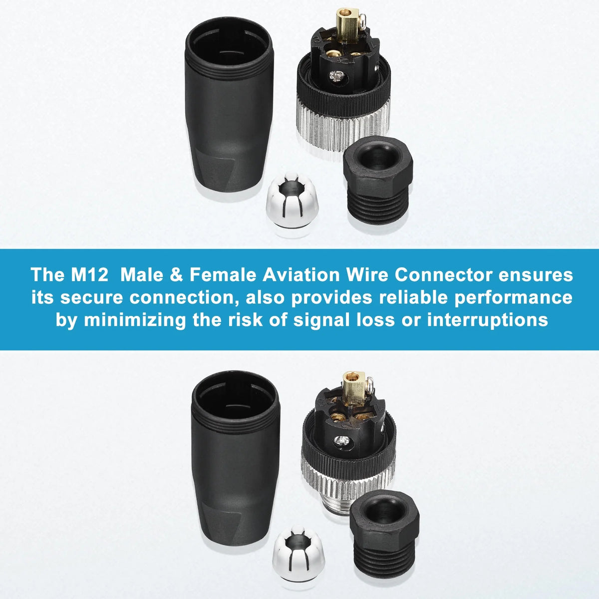 5 Pin M12 Male & Female Waterproof IP67 Circular Connector, 4 Set Z130751