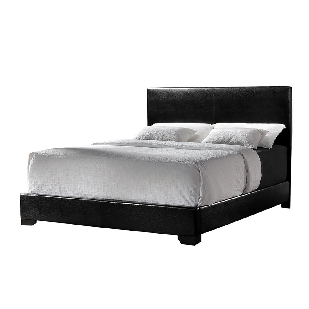 Queen Upholstered Panel Bed Black Q360830