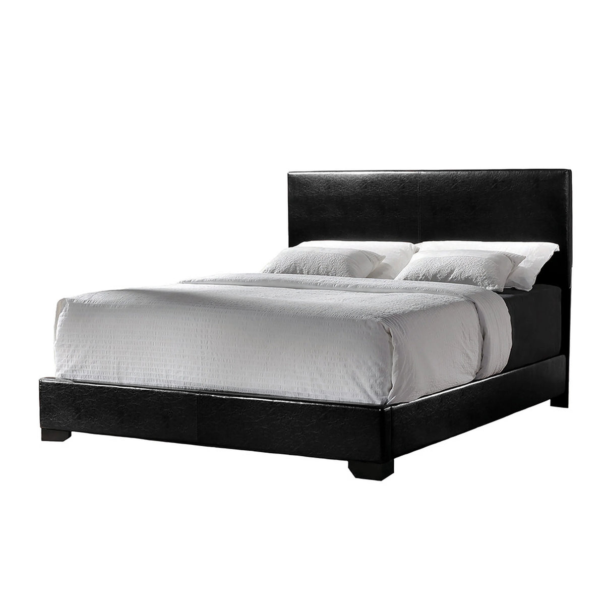 Queen Upholstered Panel Bed Black Q360830