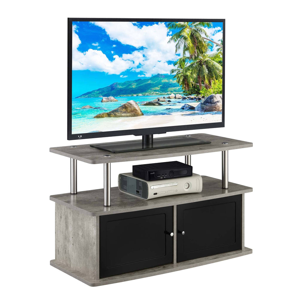 Gray TV Stand with 2 Storage Cabinets and Shelf D745397