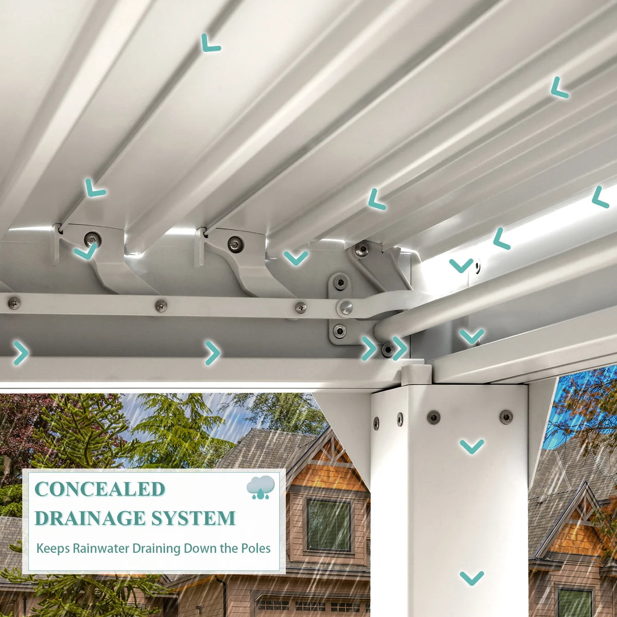 10'×10' Outdoor Louvered Pergola with Adjustable Aluminum Roof G54851