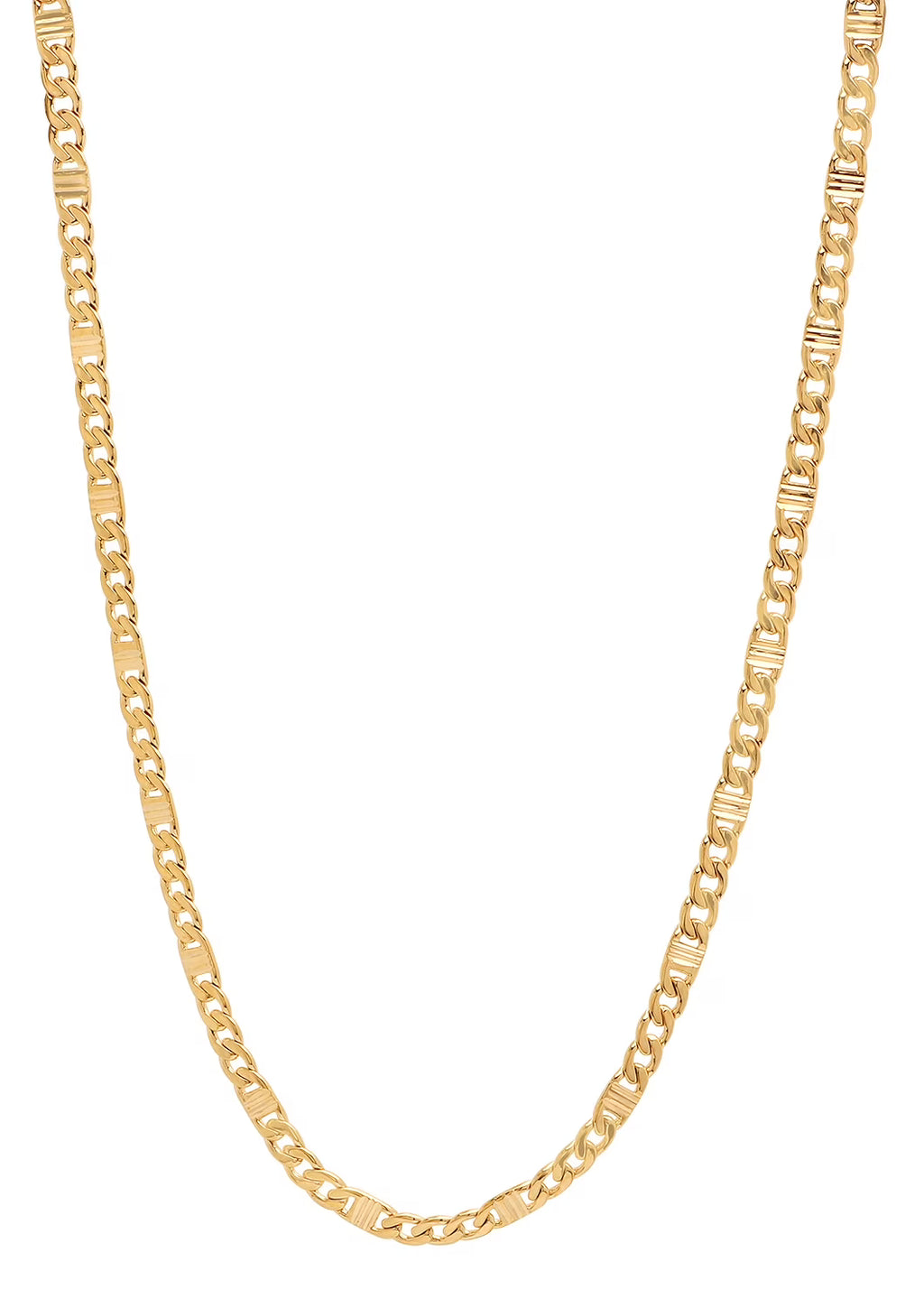 14k Yellow Gold Plated Cuban Link Chain Necklace, 24 inches E360632