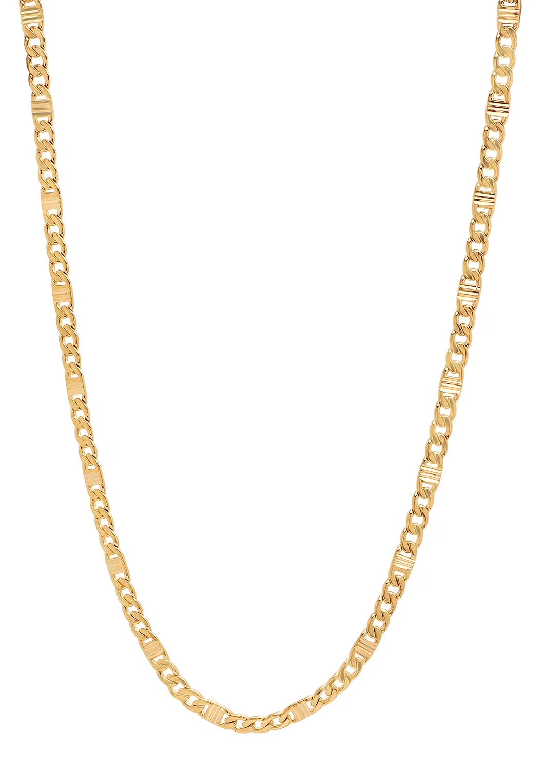 14k Yellow Gold Plated Cuban Link Chain Necklace, 24 inches E360632