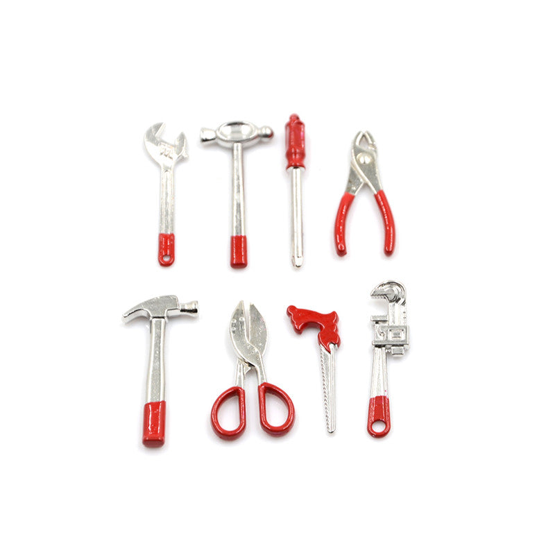 8pcs 1:12 Scale Miniature Metal Hand Tools Set P99676