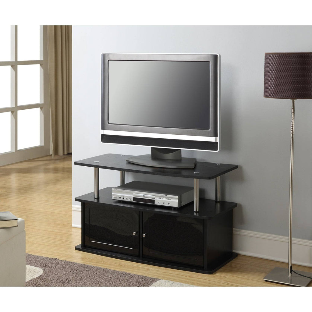 Gray TV Stand with 2 Storage Cabinets and Shelf D745397