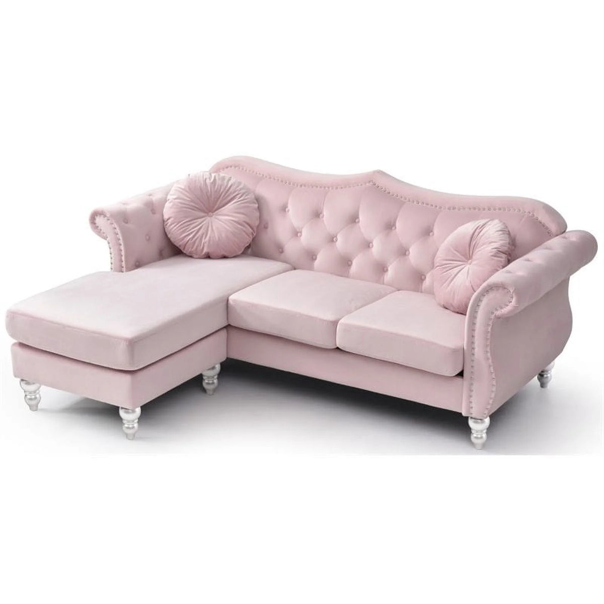 Pink 2-Piece Furniture Set with Sofa Chaise and Loveseat U817646