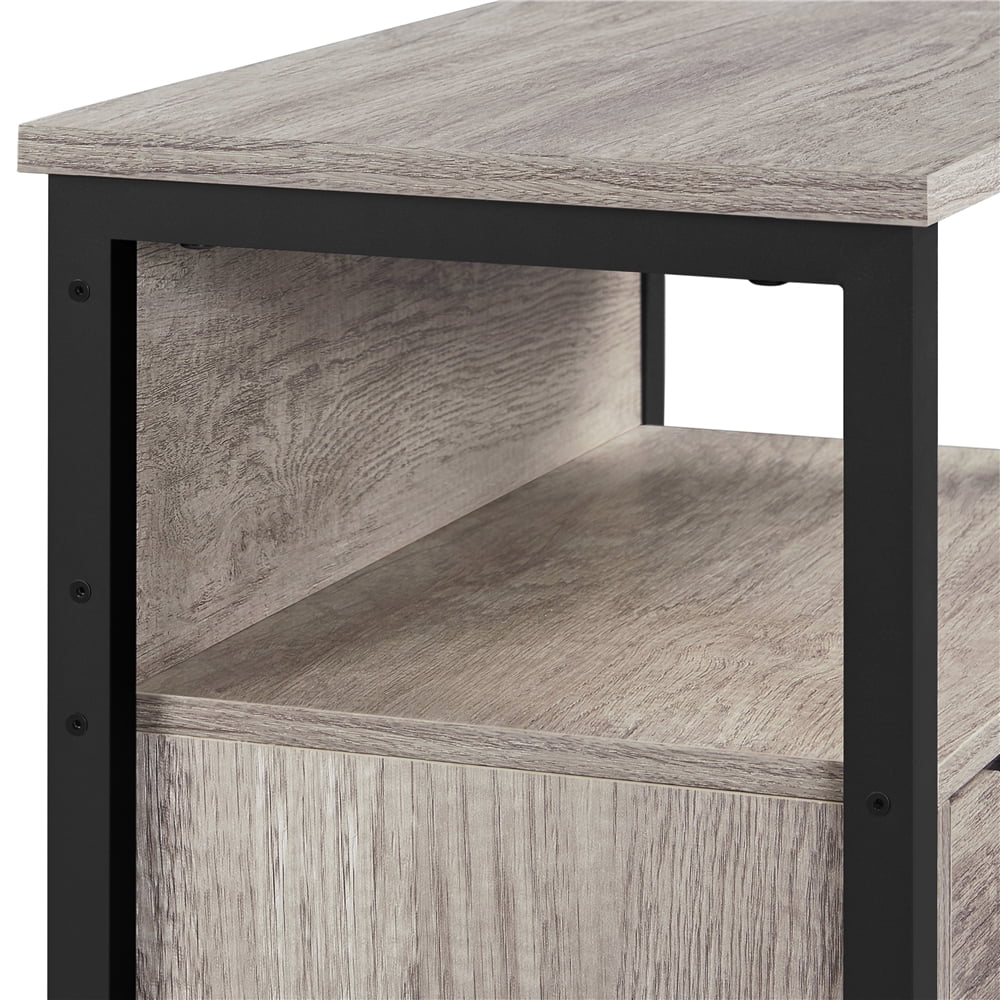 Gray Floor Storage Cabinet with 2 Open Shelves, 3 Drawers and 1 Cupboard G60468