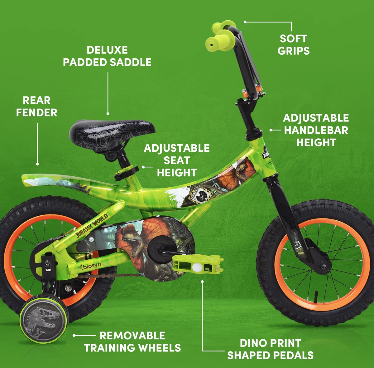 Green and Orange 12-inch Boy's Bicycle with Training Wheel J762556