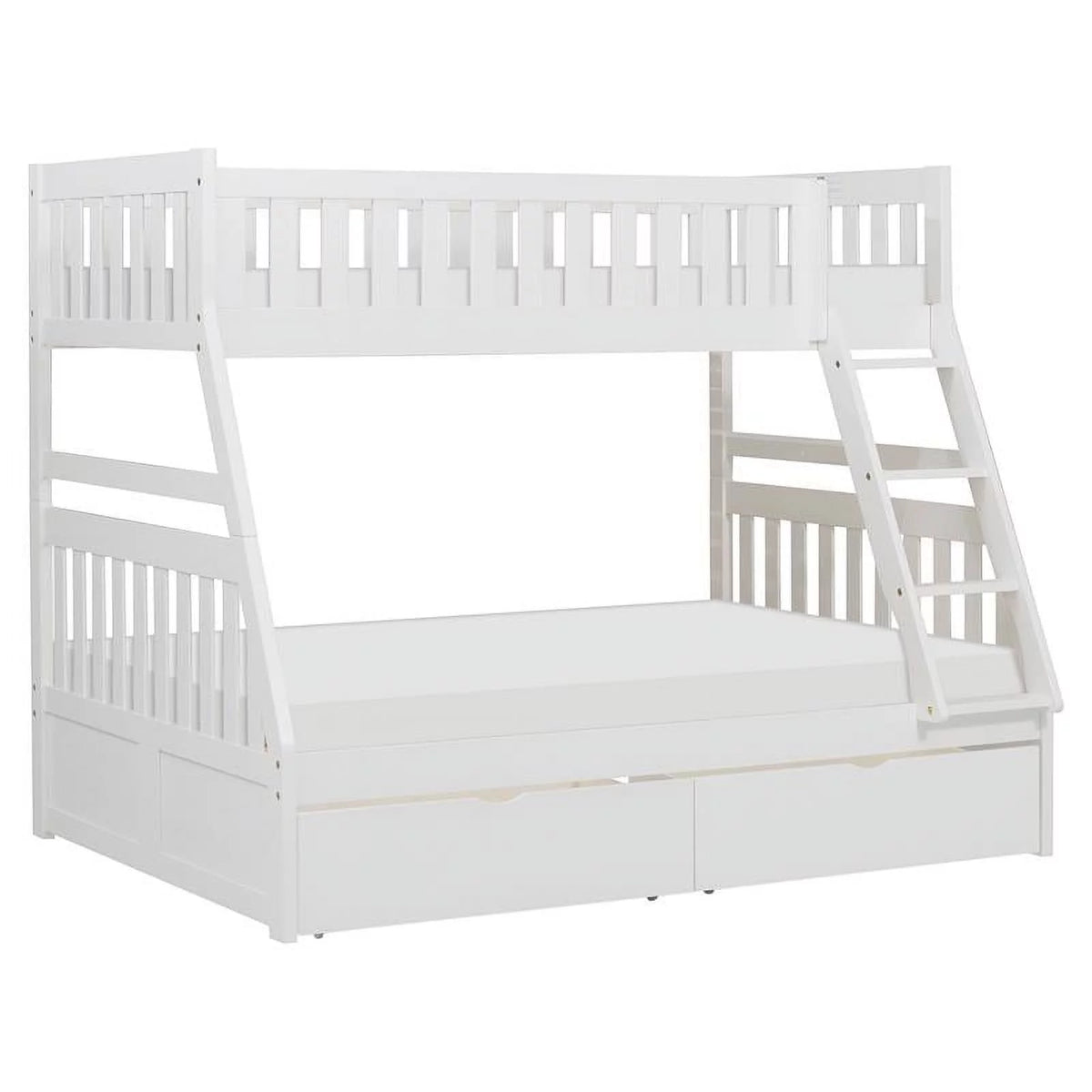 White Wood Twin over Full Bunk Bed Q403