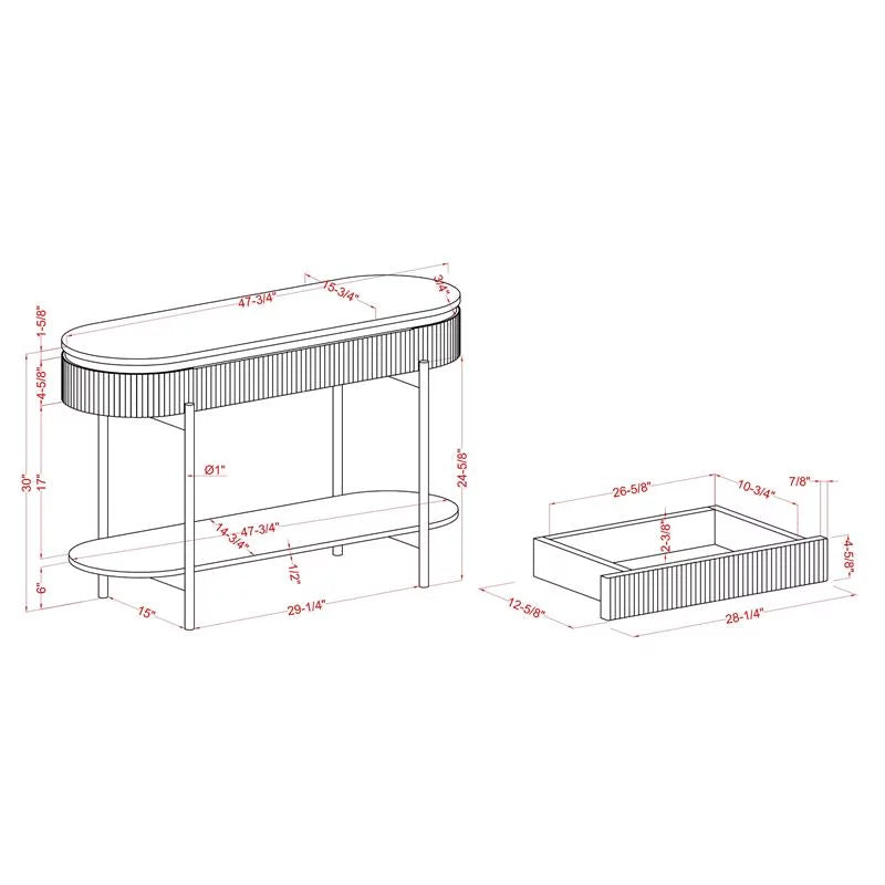 Contemporary Wood 1-Drawer Console Table in Walnut V356827