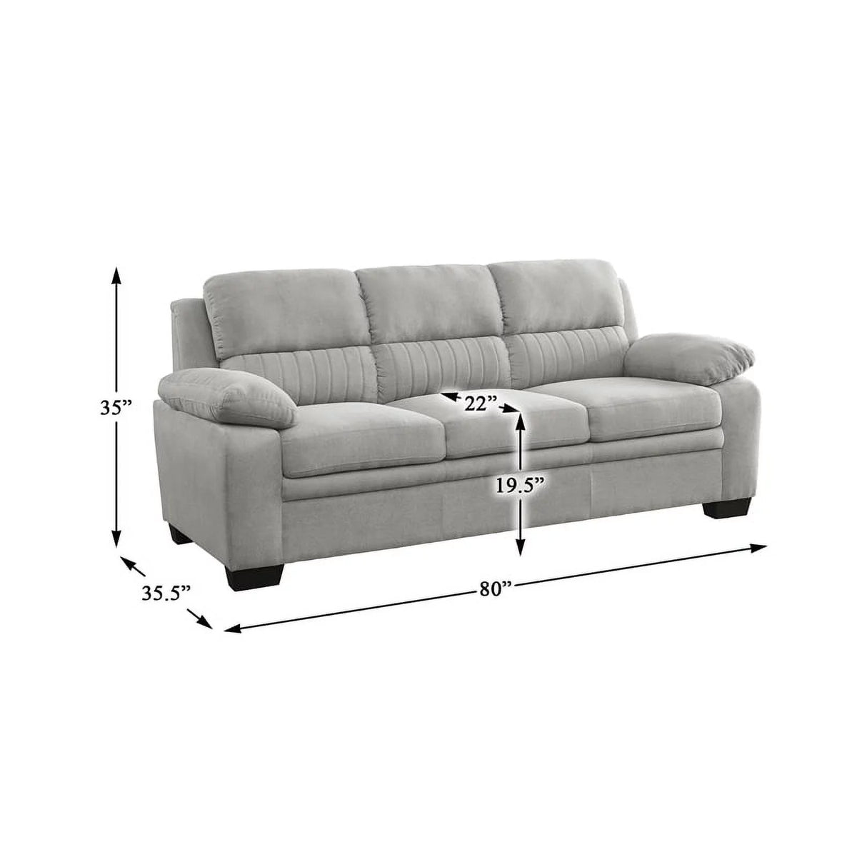Light Gray Textured Fabric Sofa with Pillow-top Arms M733673