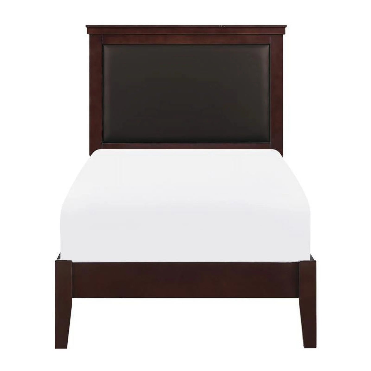Cherry Wood and Faux Leather Twin Bed C373