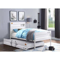 White Twin Bed with Panel Headboard and Low Profile Footboard T16847