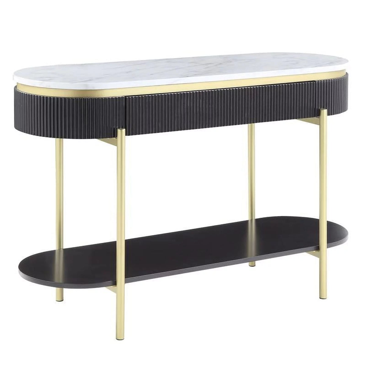 Contemporary Wood 1-Drawer Console Table in Walnut V356827