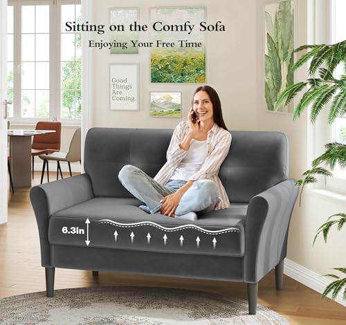 Dark Blue Velvet Loveseat Sofa X33930