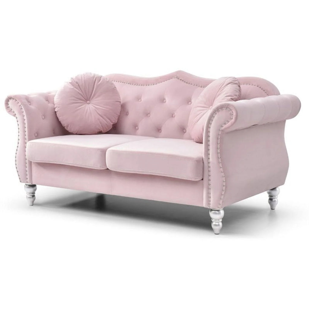 Pink 2-Piece Furniture Set with Sofa Chaise and Loveseat U817646