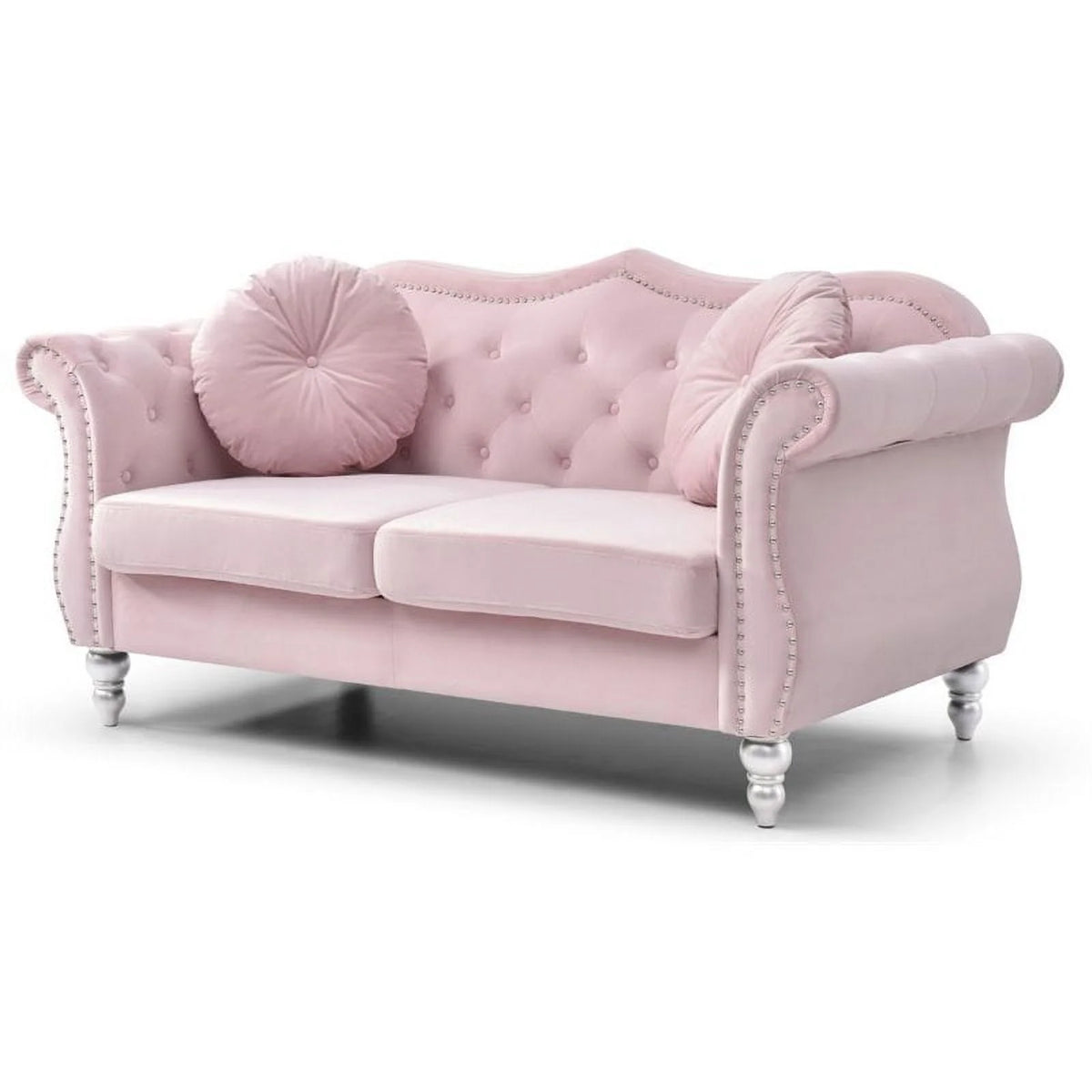 Pink 2-Piece Furniture Set with Sofa Chaise and Loveseat U817646
