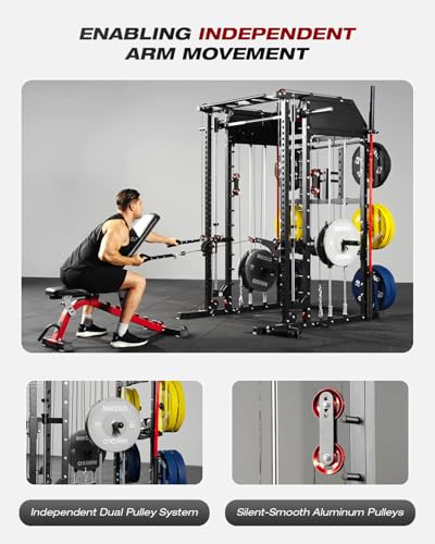 Smith Machine Power Cage with Dual Pulley System and Leg Press Attachment X37038