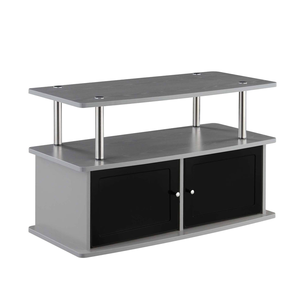 Gray TV Stand with 2 Storage Cabinets and Shelf D745397