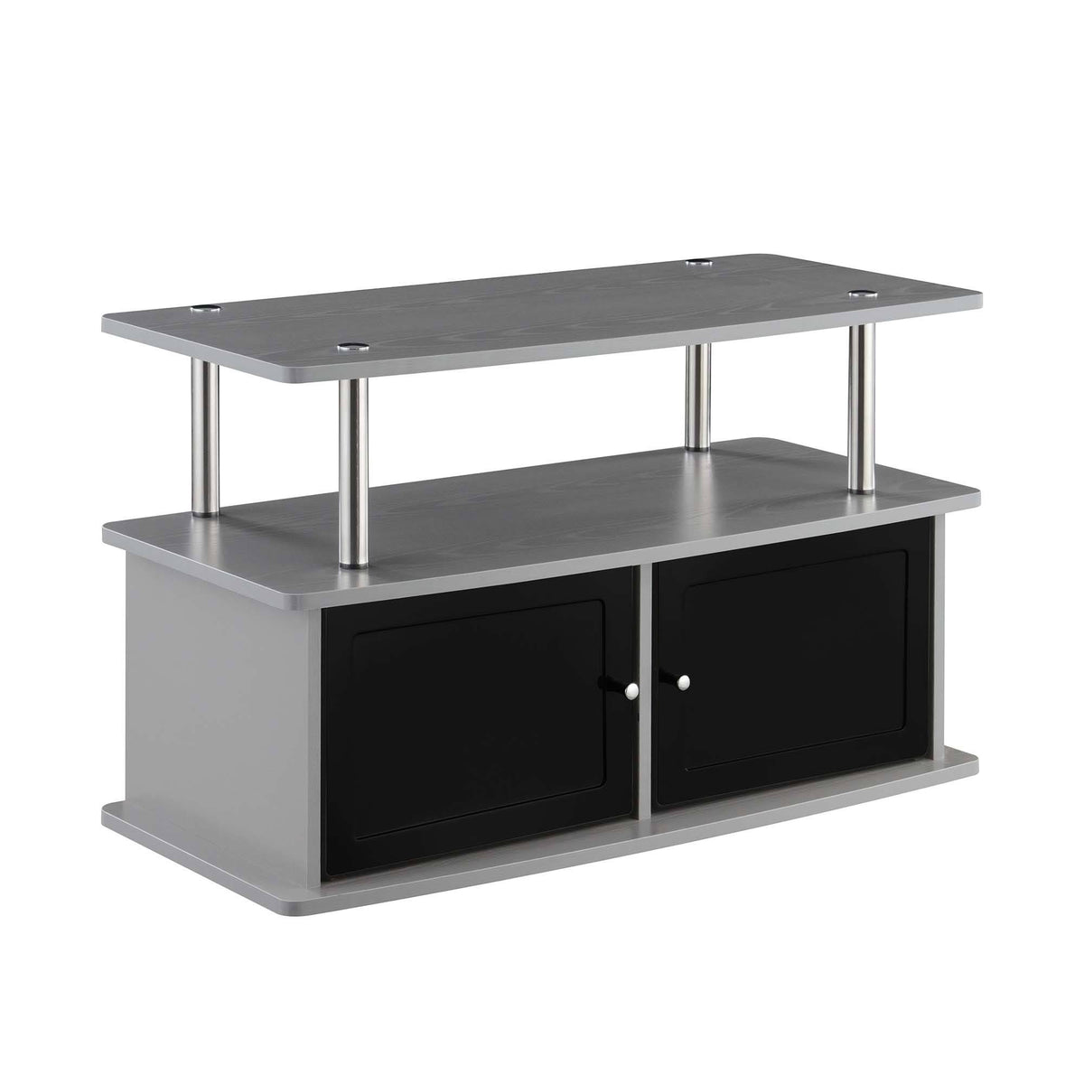 Gray TV Stand with 2 Storage Cabinets and Shelf D745397